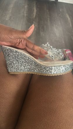 Clear Strap Glitter Wedge Sandal