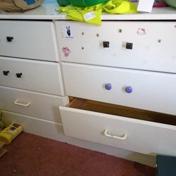 White Dresser, Six Drawers.
