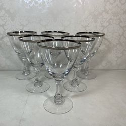 6 Vintage Etched Crystal Wine Glasses, Set of 6, Fostoria