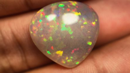 15 Ct Natural Ethiopian Opal Heart Cabochon Loose Gemstone Multi Color Fire