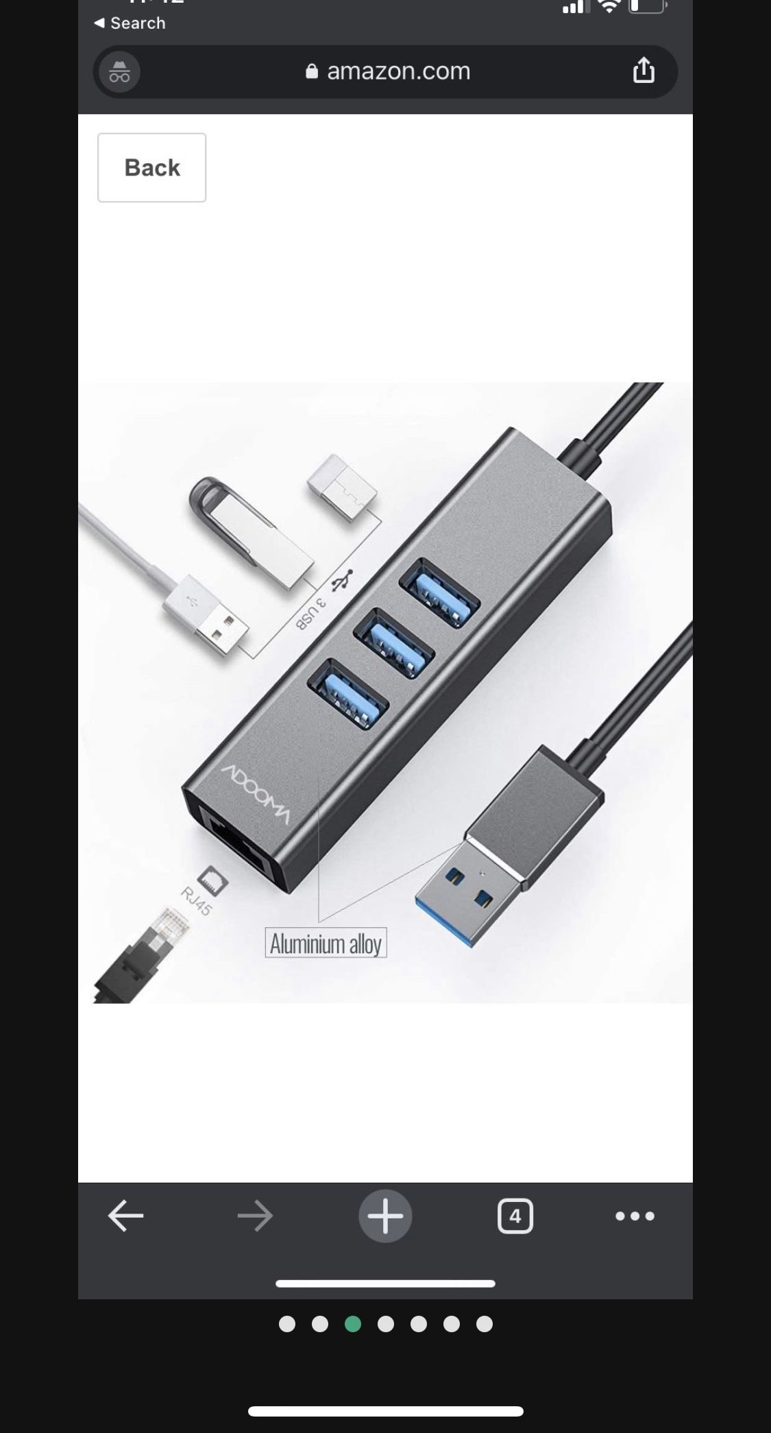 USB 3.0 Hub to Ethernet RJ45 LAN Adapter,ADOOMA Gigabit 1000Mbps USB C Ethernet Adapter for Chromebook,Tablets and Phones Grey