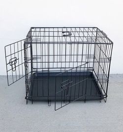 (Brand New) $30 Double Door 24” Dog Crate Cage Folding Metal Kennel, Plastic Tray 24x17x19 Inches