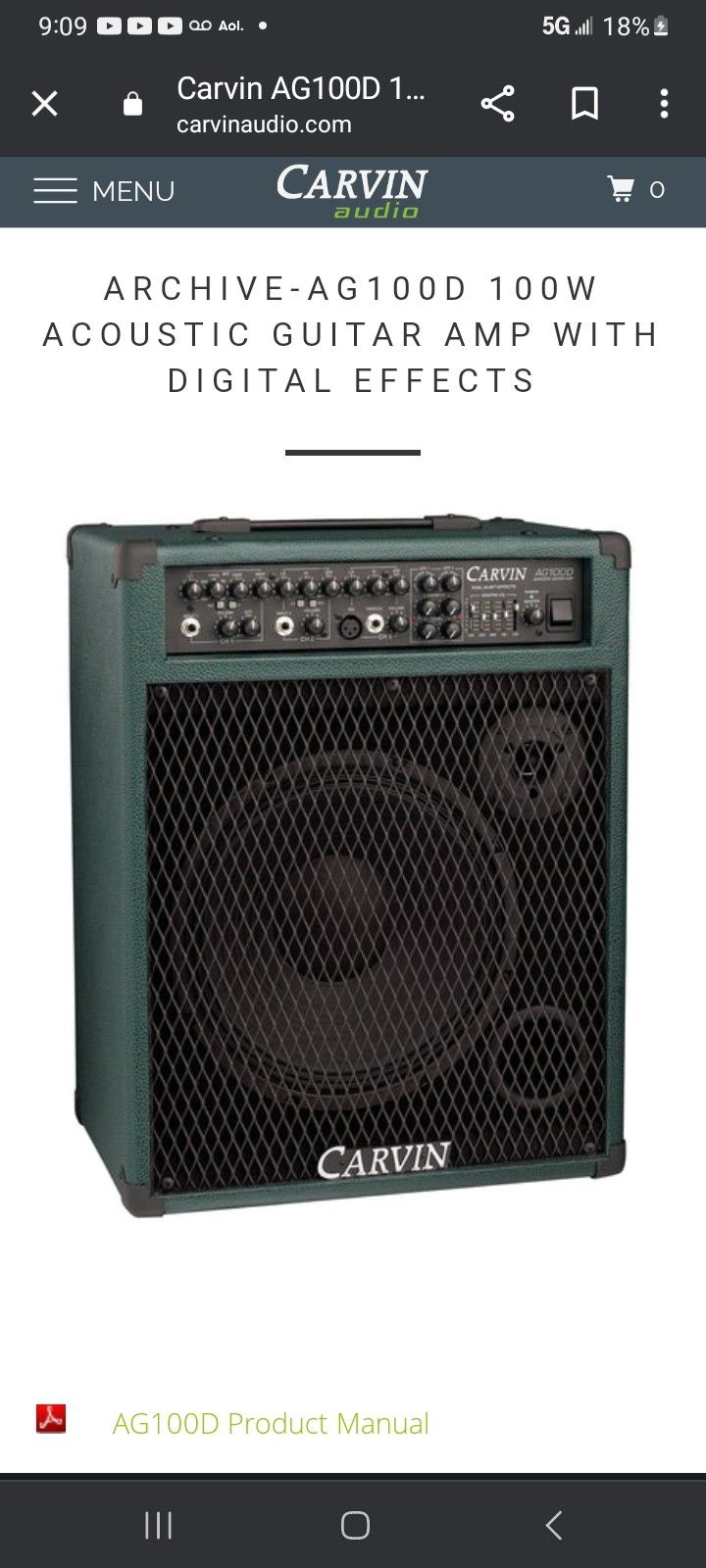 Carvin Ag100d Acoustic Guitar Amp 100 Watt
