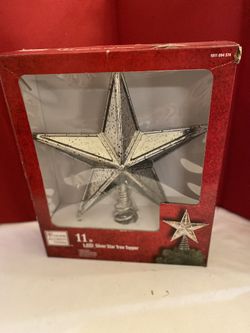 New Home Accents Christmas 11” Led Silver Star Tree Topper