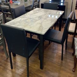 5Pc White Dining Table Set 