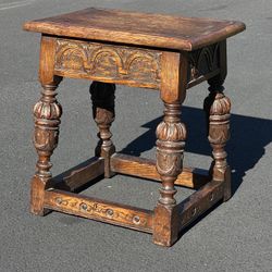 Antique English Oak Joint Stool