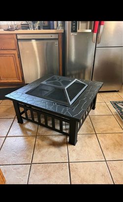 VINGLI 32in Heavy Duty Iron Tabletop Fire Pit Set,