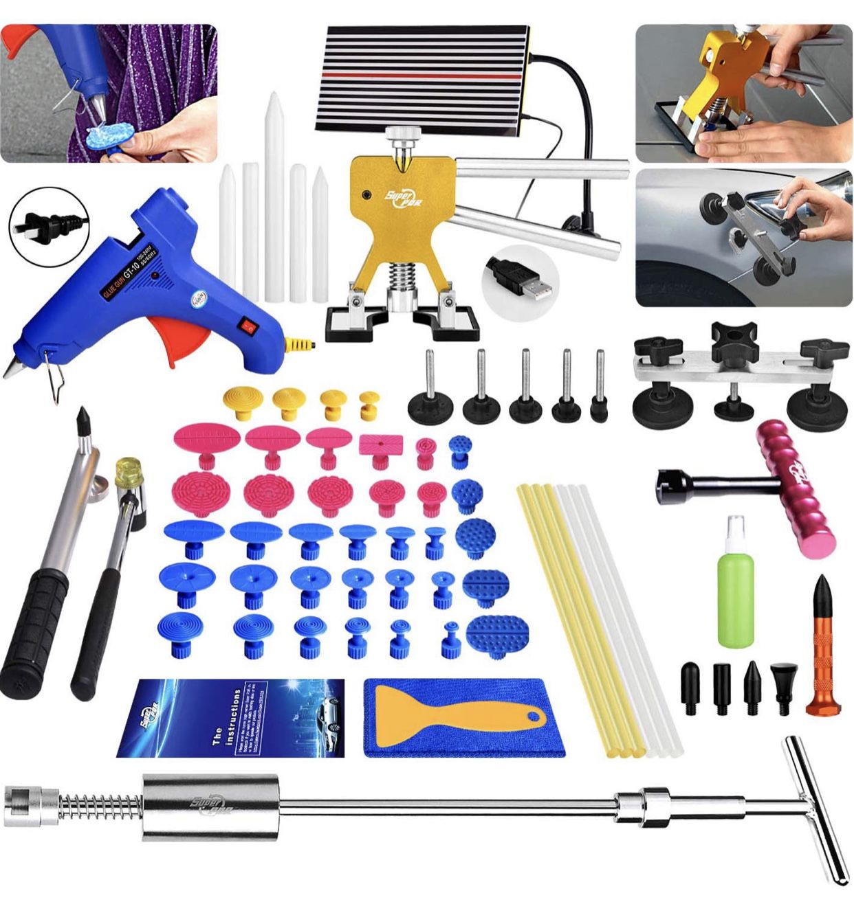 Super PDR DIY 68pc Paintless Dent Removal Repair Tool Kit