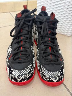 Nike Air Foamposite One Snakeskin Black Red White GS Size 6Y Youth Basketball Shoes