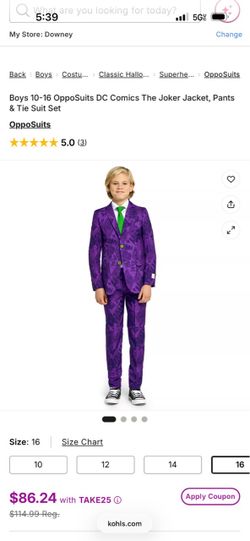 $50-NEW JOKER COMPLETE SUIT SIZE 2Y COLOR PURPLE