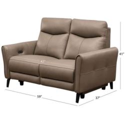 Abbyson Oswald Leather Power Reclining Sofa & Loveseat Set