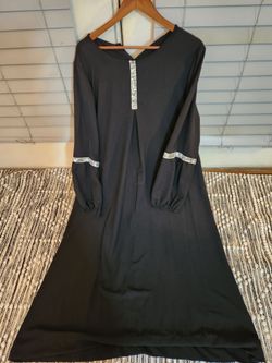 Black Maxi Dress with Silver Sequin Trim
