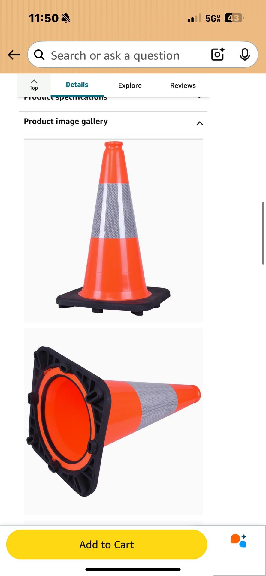 New Orange Traffic Cone Set. Of 8