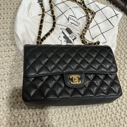  Bag Chanel 2 55 Double Flap Bag Caviar Medium Gold
