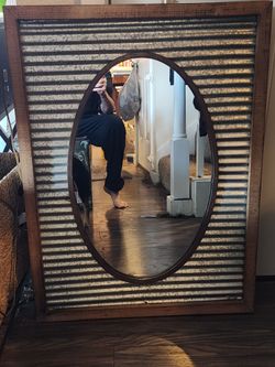 Farmhouse Corrugated Metal Wall Mirror