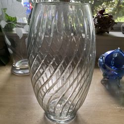 12 Inch Glass Etched Vase. 