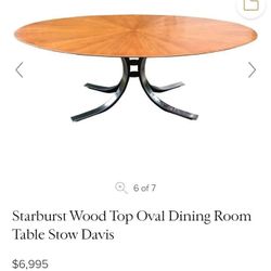 Stow Davis Starburst Wood Top oval Dinning Room Table Mcm Modern 