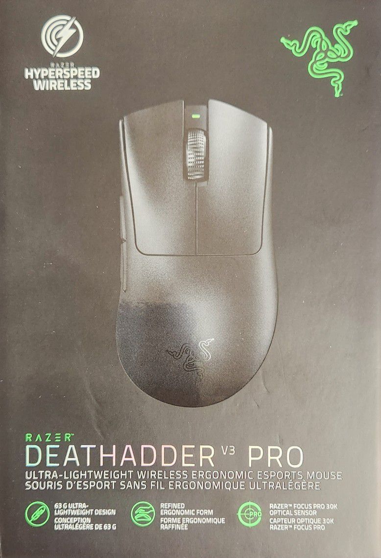 Razer Deathadder v3 Pro (BLACK) Ultra Lightweight Wireless Ergonomic Mouse