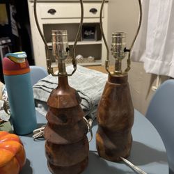 2 Hand Made Wooden Lamp Bases 
