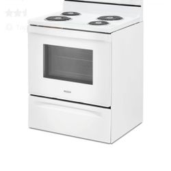 Whirlpool WFC150M0JW
30 Inch Freestanding Electric Range with 4 Coil Elements, 4.8 cu. ft. Oven Capacity, Storage Drawer, Keep Warm, Closed Door Broil
