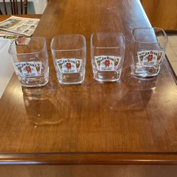 4 New unused Jim Beam Card Drink Glasses 