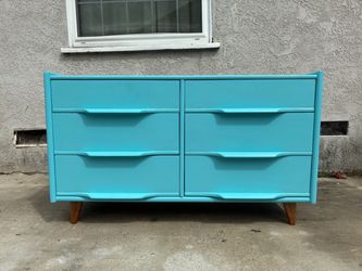 Delivery Available/ blue vintage style dresser