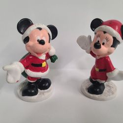 Vintage Disney Minnie And Mickey Mouse Christmas Figurines 
