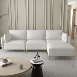 Generic Sectional Sofa with USB Beige Fabric