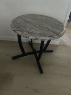 Round Marble Top Side Table Black Base