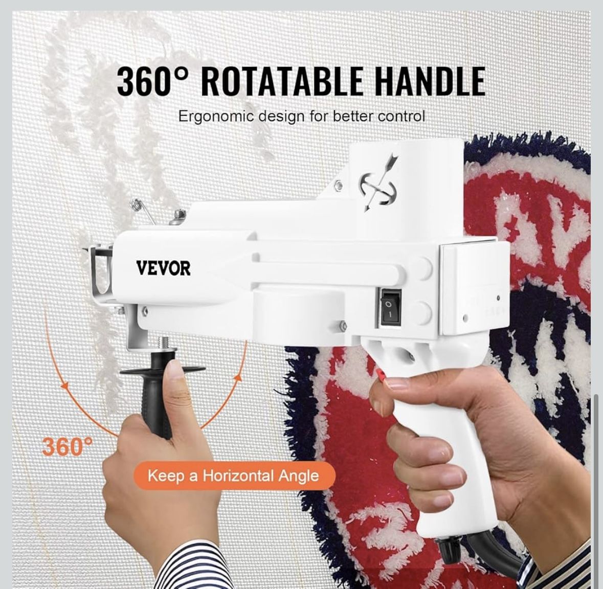 VEVOR Tufting Gun, Cut Pile Electric Carpet Weaving Flocking Machine, Rug Machines Starter Kit, 7-27 Stitches/sec High Speed Rug Making Tools, 4-25 mm