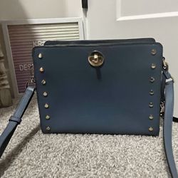 Michael Kors Rivington Studded Medium Messenger Bag Blue
