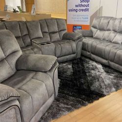 Barcelona, Two Piece Sofa Loveseat Recliner Living Room, $1099 With Easy Finance