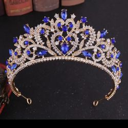 Baroque Vintage Queen Blue Crystal Tiara