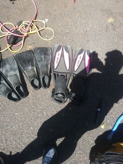 Snorkeling masks and flippers