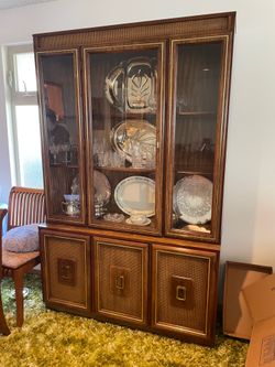 Glass Cabinet Display Mid Century Style Retro Hutch