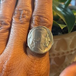 Buffalo Indian Head Vintage Spoon Ring