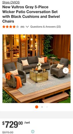 5-Piece Wicker Patio Conversation Set