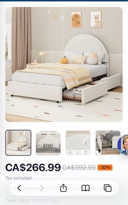 Twin bed frame with storage drawers