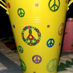 Metal tall flower pot or trinket holder! 7.5" tall! Sealed for water. #homedecor #garden decor #boho #hippie #peace