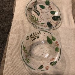 Antique Glass Christmas Bowl And Serving Platter