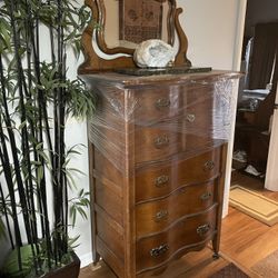 New England Antique Oak Mirrored High Boy Dresser-Great condition