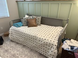 Grey Wood Twin Day Bed With Mattress Included (Like New Barely Used)