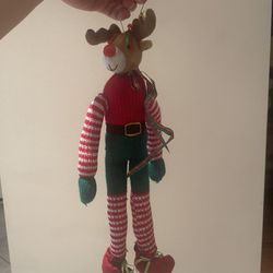 Vintage Poseable Christmas Reindeer Elf Plush. 