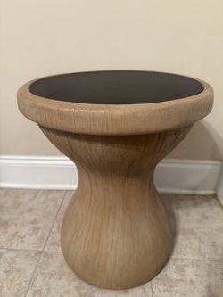Small Mushroom  round Table, Tan with Black top
