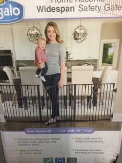 Baby or pets gate super wide open up to 74.5 inches wide adjustable with nice door