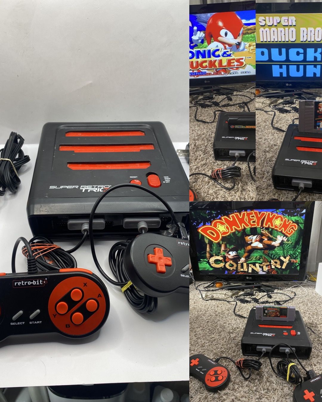 Retro-Bit Super Retro Trio 3 Console NES SNES Genesis Tested All Wires Included