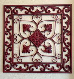 Red metal wall art