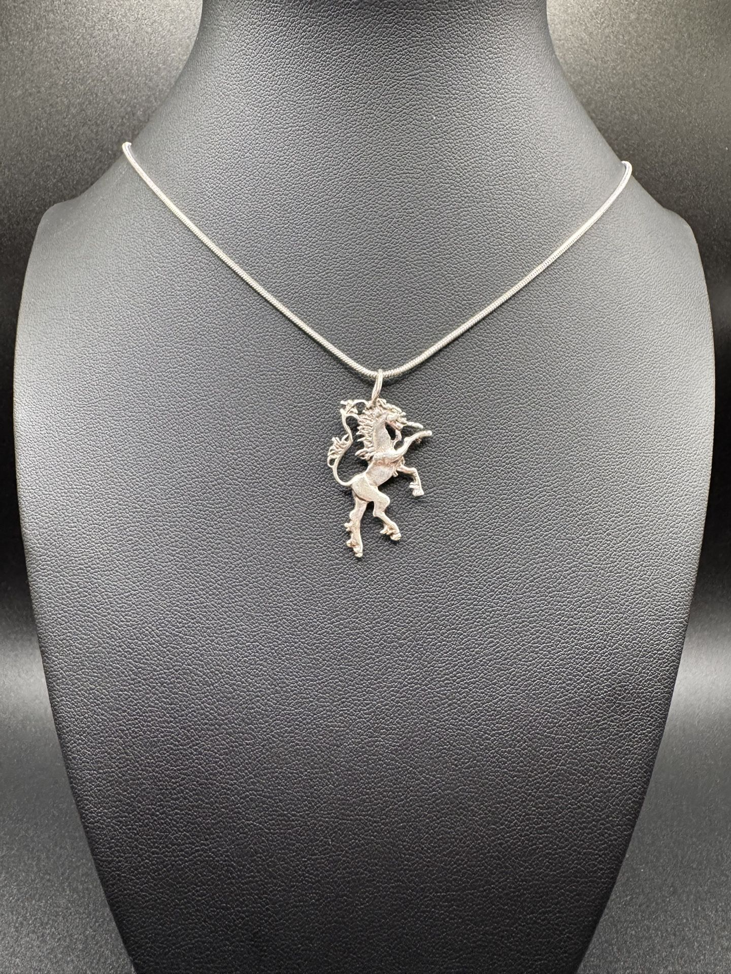 Vintage Sterling Silver Unicorn Necklace