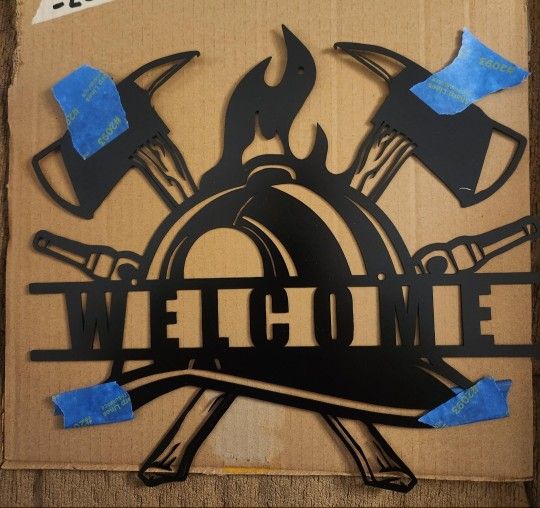 Firefighter Metal Art approximately 12 in x12 in