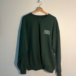 Forest Green Barnes and Noble Bookstore Embroidery Cotton Crewneck Sweatshirt   